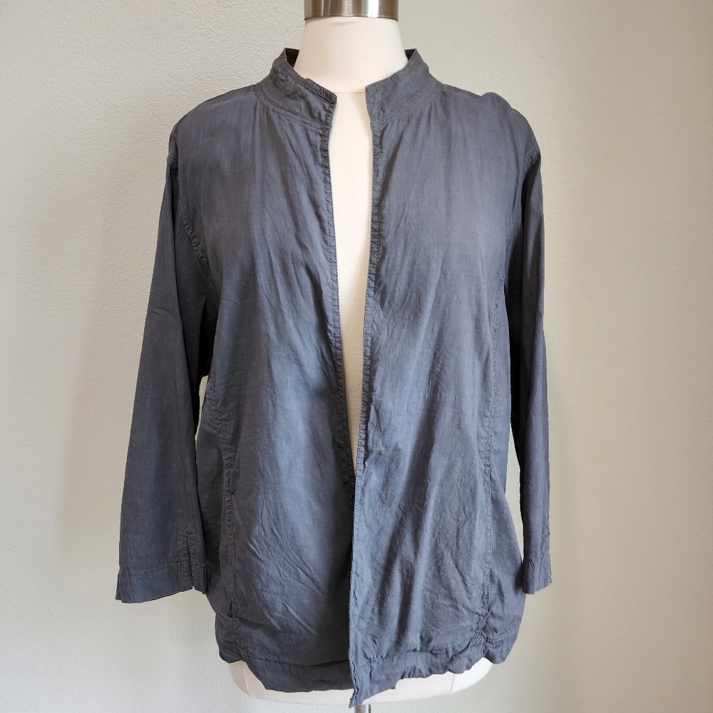 Eileen Fisher Woman Jacket Gray Lightweight Linen Blend Minimalist size 1X